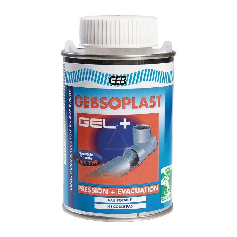 COLLE PVC GEBSOPLAST 500ml GEL PLUS - SPÉCIAL PRESSION ET ÉVACUATION EAU POTABLE